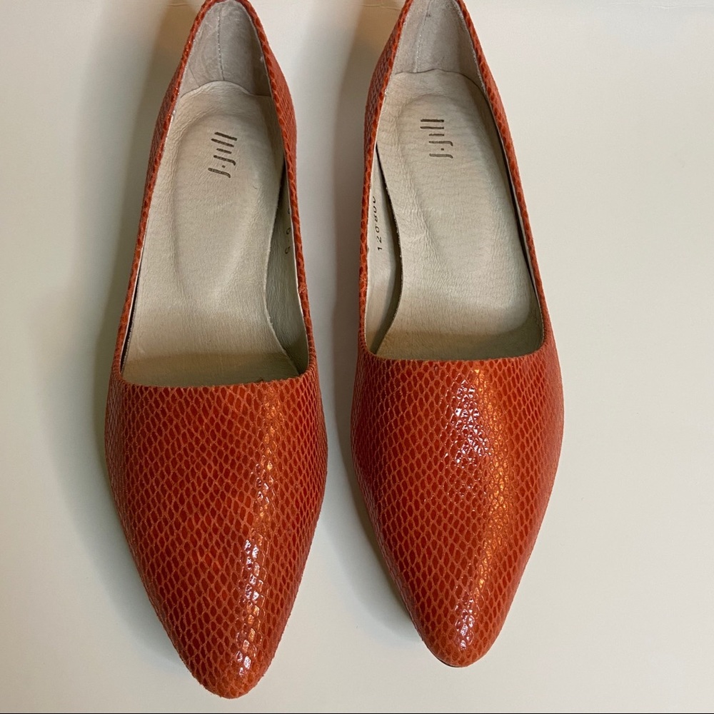 J Jill Orange Leather Flat Slip On